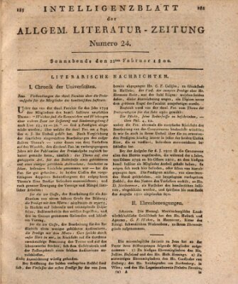 Allgemeine Literatur-Zeitung (Literarisches Zentralblatt für Deutschland) Samstag 22. Februar 1800