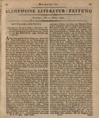 Allgemeine Literatur-Zeitung (Literarisches Zentralblatt für Deutschland) Montag 10. März 1800