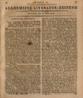 Allgemeine Literatur-Zeitung (Literarisches Zentralblatt für Deutschland) Dienstag 11. März 1800
