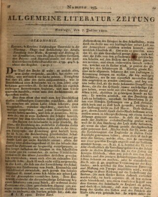 Allgemeine Literatur-Zeitung (Literarisches Zentralblatt für Deutschland) Montag 7. Juli 1800