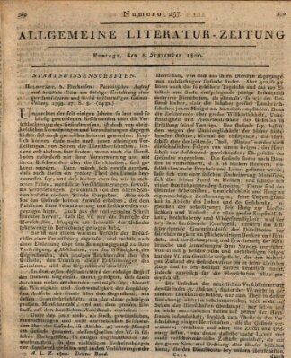 Allgemeine Literatur-Zeitung (Literarisches Zentralblatt für Deutschland) Montag 8. September 1800