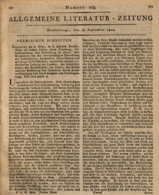 Allgemeine Literatur-Zeitung (Literarisches Zentralblatt für Deutschland) Donnerstag 18. September 1800