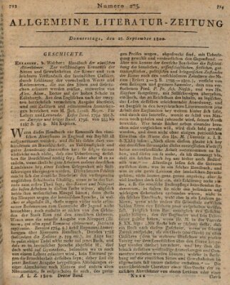 Allgemeine Literatur-Zeitung (Literarisches Zentralblatt für Deutschland) Donnerstag 25. September 1800
