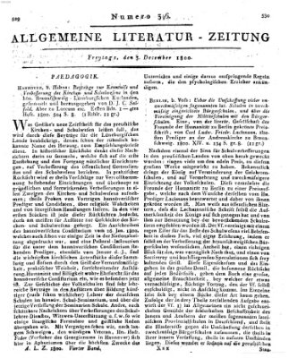 Allgemeine Literatur-Zeitung (Literarisches Zentralblatt für Deutschland) Freitag 5. Dezember 1800