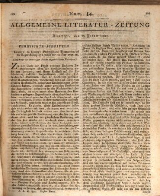 Allgemeine Literatur-Zeitung (Literarisches Zentralblatt für Deutschland) Dienstag 13. Januar 1801