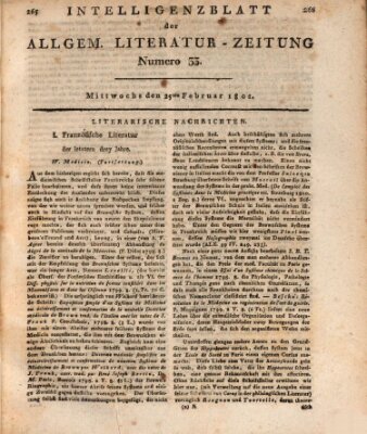 Allgemeine Literatur-Zeitung (Literarisches Zentralblatt für Deutschland) Mittwoch 25. Februar 1801