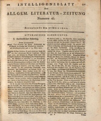 Allgemeine Literatur-Zeitung (Literarisches Zentralblatt für Deutschland) Samstag 7. März 1801