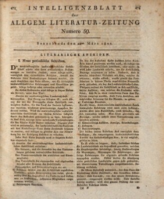 Allgemeine Literatur-Zeitung (Literarisches Zentralblatt für Deutschland) Samstag 28. März 1801