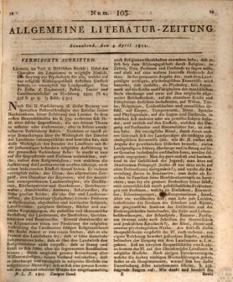 Allgemeine Literatur-Zeitung (Literarisches Zentralblatt für Deutschland) Samstag 4. April 1801