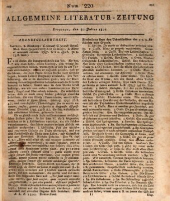 Allgemeine Literatur-Zeitung (Literarisches Zentralblatt für Deutschland) Freitag 31. Juli 1801