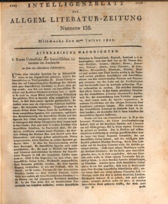 Allgemeine Literatur-Zeitung (Literarisches Zentralblatt für Deutschland) Mittwoch 22. Juli 1801
