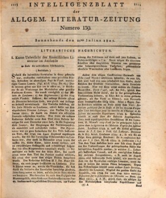 Allgemeine Literatur-Zeitung (Literarisches Zentralblatt für Deutschland) Samstag 25. Juli 1801