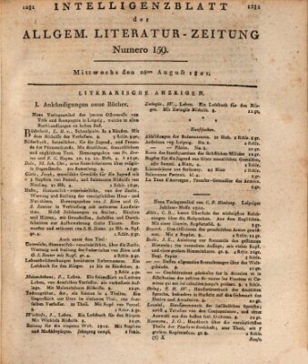 Allgemeine Literatur-Zeitung (Literarisches Zentralblatt für Deutschland) Mittwoch 26. August 1801