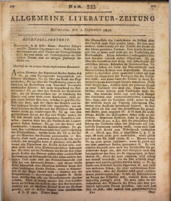 Allgemeine Literatur-Zeitung (Literarisches Zentralblatt für Deutschland) Mittwoch 2. September 1801