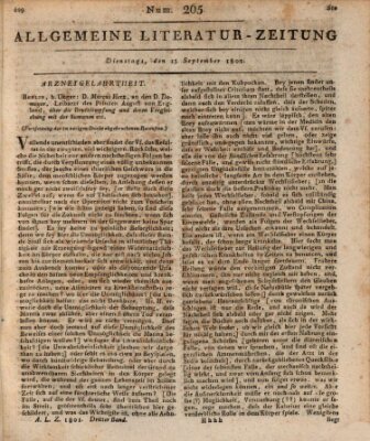 Allgemeine Literatur-Zeitung (Literarisches Zentralblatt für Deutschland) Dienstag 15. September 1801