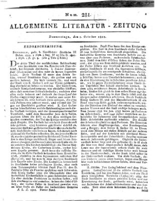 Allgemeine Literatur-Zeitung (Literarisches Zentralblatt für Deutschland) Donnerstag 1. Oktober 1801