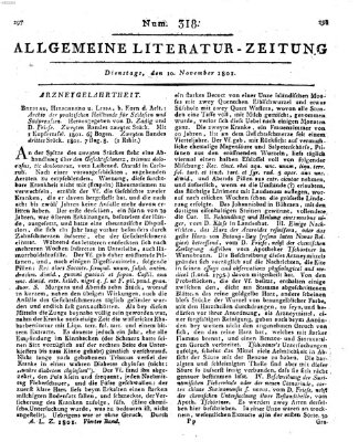 Allgemeine Literatur-Zeitung (Literarisches Zentralblatt für Deutschland) Dienstag 10. November 1801