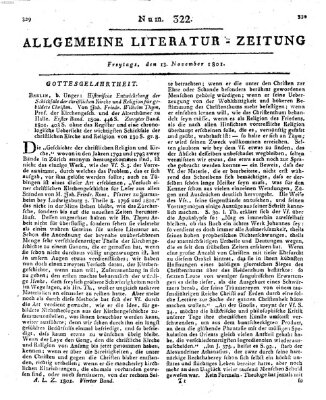 Allgemeine Literatur-Zeitung (Literarisches Zentralblatt für Deutschland) Freitag 13. November 1801