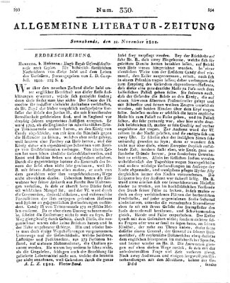 Allgemeine Literatur-Zeitung (Literarisches Zentralblatt für Deutschland) Samstag 21. November 1801