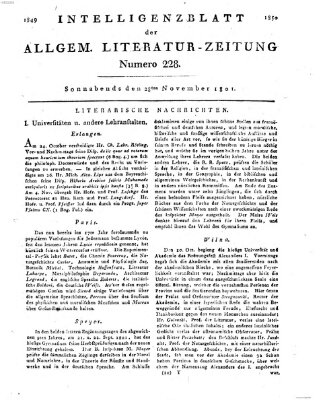 Allgemeine Literatur-Zeitung (Literarisches Zentralblatt für Deutschland) Samstag 28. November 1801
