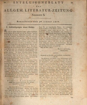 Allgemeine Literatur-Zeitung (Literarisches Zentralblatt für Deutschland) Samstag 9. Januar 1802