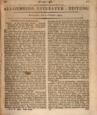 Allgemeine Literatur-Zeitung (Literarisches Zentralblatt für Deutschland) Dienstag 9. Februar 1802