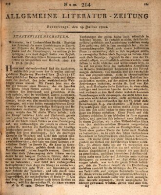 Allgemeine Literatur-Zeitung (Literarisches Zentralblatt für Deutschland) Donnerstag 29. Juli 1802