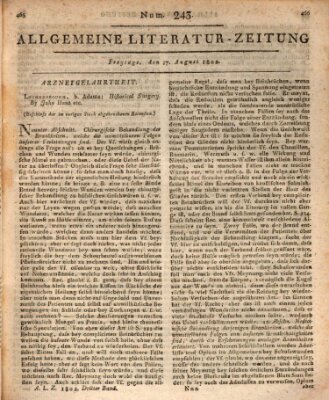 Allgemeine Literatur-Zeitung (Literarisches Zentralblatt für Deutschland) Freitag 27. August 1802
