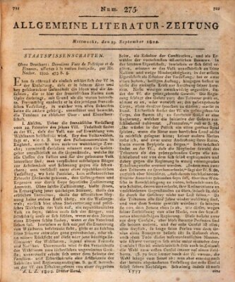 Allgemeine Literatur-Zeitung (Literarisches Zentralblatt für Deutschland) Mittwoch 29. September 1802
