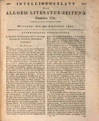 Allgemeine Literatur-Zeitung (Literarisches Zentralblatt für Deutschland) Mittwoch 29. September 1802