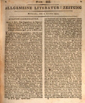Allgemeine Literatur-Zeitung (Literarisches Zentralblatt für Deutschland) Mittwoch 6. Oktober 1802