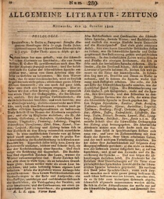 Allgemeine Literatur-Zeitung (Literarisches Zentralblatt für Deutschland) Mittwoch 13. Oktober 1802