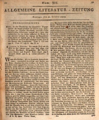 Allgemeine Literatur-Zeitung (Literarisches Zentralblatt für Deutschland) Montag 25. Oktober 1802