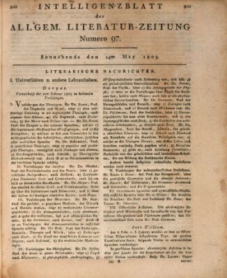 Allgemeine Literatur-Zeitung (Literarisches Zentralblatt für Deutschland) Samstag 14. Mai 1803