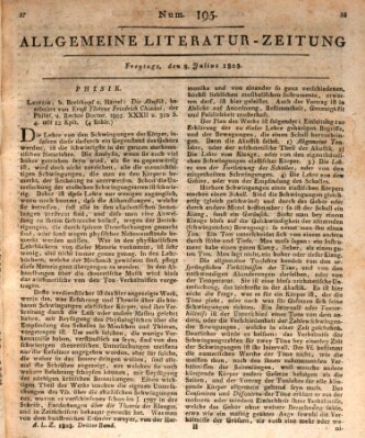 Allgemeine Literatur-Zeitung (Literarisches Zentralblatt für Deutschland) Freitag 8. Juli 1803
