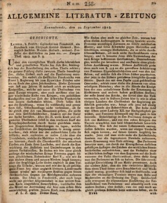 Allgemeine Literatur-Zeitung (Literarisches Zentralblatt für Deutschland) Samstag 10. September 1803