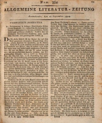 Allgemeine Literatur-Zeitung (Literarisches Zentralblatt für Deutschland) Samstag 17. September 1803