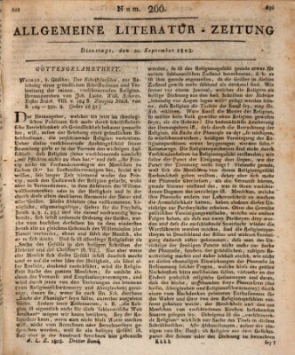 Allgemeine Literatur-Zeitung (Literarisches Zentralblatt für Deutschland) Dienstag 20. September 1803