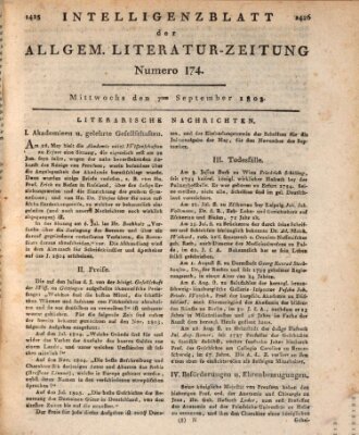 Allgemeine Literatur-Zeitung (Literarisches Zentralblatt für Deutschland) Mittwoch 7. September 1803
