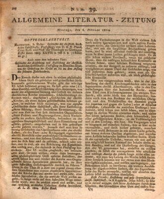 Allgemeine Literatur-Zeitung (Literarisches Zentralblatt für Deutschland) Montag 6. Februar 1804