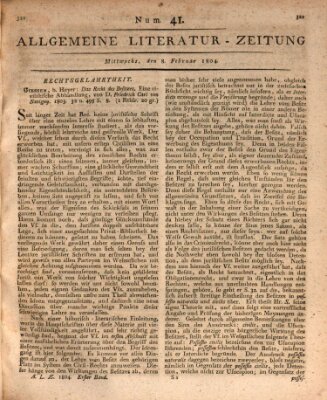 Allgemeine Literatur-Zeitung (Literarisches Zentralblatt für Deutschland) Mittwoch 8. Februar 1804