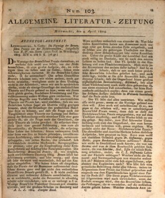 Allgemeine Literatur-Zeitung (Literarisches Zentralblatt für Deutschland) Mittwoch 4. April 1804