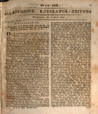 Allgemeine Literatur-Zeitung (Literarisches Zentralblatt für Deutschland) Freitag 6. April 1804