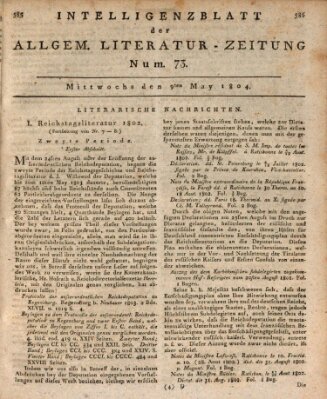 Allgemeine Literatur-Zeitung (Literarisches Zentralblatt für Deutschland) Mittwoch 9. Mai 1804