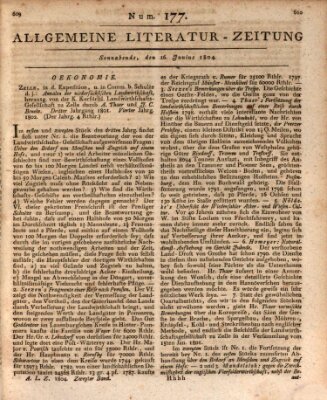 Allgemeine Literatur-Zeitung (Literarisches Zentralblatt für Deutschland) Samstag 16. Juni 1804