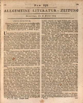 Allgemeine Literatur-Zeitung (Literarisches Zentralblatt für Deutschland) Donnerstag 28. Juni 1804
