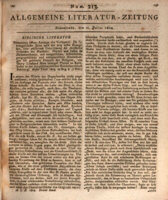 Allgemeine Literatur-Zeitung (Literarisches Zentralblatt für Deutschland) Samstag 21. Juli 1804