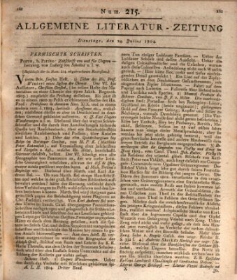 Allgemeine Literatur-Zeitung (Literarisches Zentralblatt für Deutschland) Dienstag 24. Juli 1804