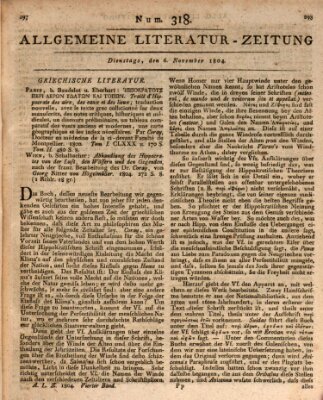 Allgemeine Literatur-Zeitung (Literarisches Zentralblatt für Deutschland) Dienstag 6. November 1804