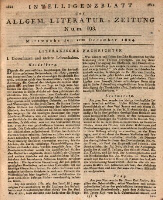 Allgemeine Literatur-Zeitung (Literarisches Zentralblatt für Deutschland) Mittwoch 12. Dezember 1804